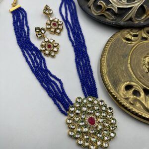 Shahza Kundan Look Necklace Blue