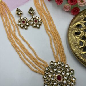 Shahza Kundan Look Necklace Orange