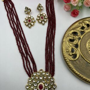 Shahza Kundan Look Necklace Red