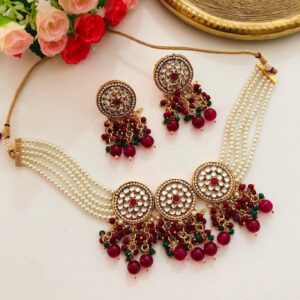 Venetia Kundan Choker Red