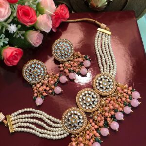 Venetia Kundan Choker Pink