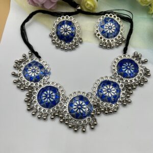 Riya Oxidized Necklace Blue