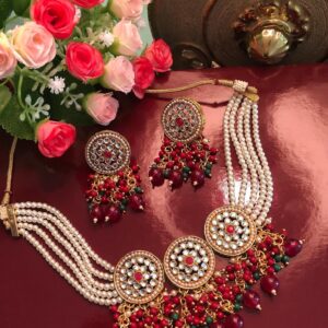 Venetia Kundan Choker Red